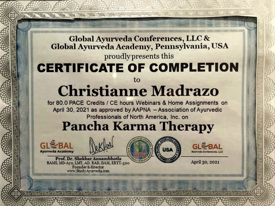 Christianne_Madrazo_Panchakarma_Certificate